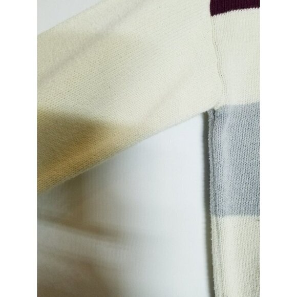 Lucky Brand Burgundy Striped Colorblock Knit Boatneck Pullover‎ Sweater S/P - Picture 6 of 12